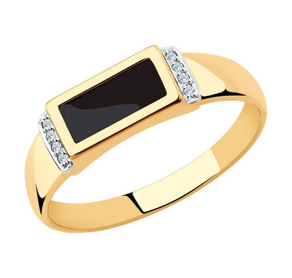 Inel din aur cu nano-spinel și fianite