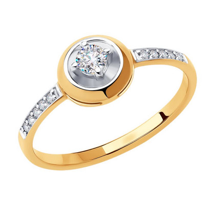 Inel din aur combinat cu fianite