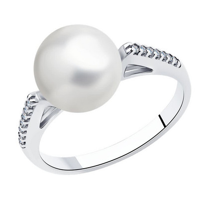 Inel din argint cu perlă și zirconiu cubic