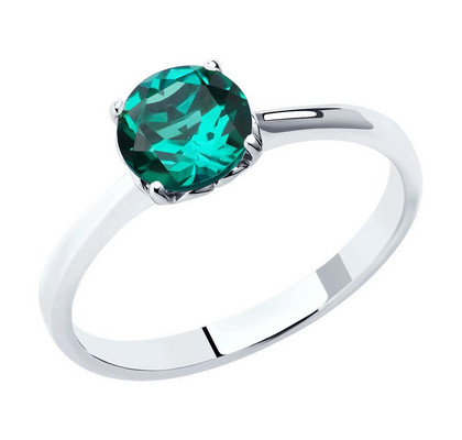 Кольцо из серебра с гидротермальным изумрудом 