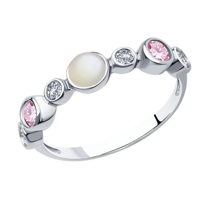 Inel din Argint cu Piatră a Lunii și Zirconiu Cubic