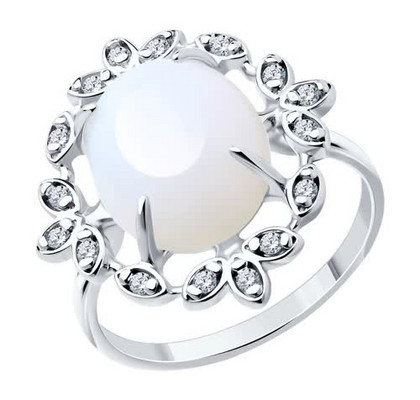 Кольцо из серебра с опалитом и фианитами 