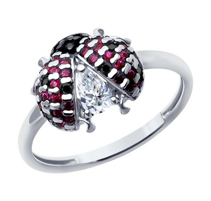 Inel din argint cu corindon și zirconiu cubic