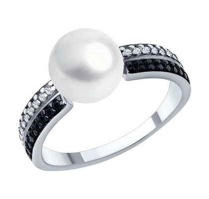 Inel din argint cu perlă și zirconiu cubic