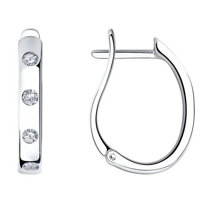 Серьги из серебра с фианитами