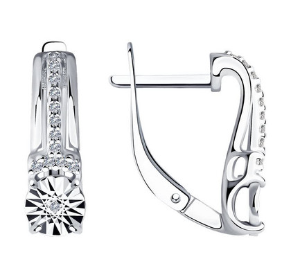 Cercei din Argint cu Diamante și Zirconiu Cubic