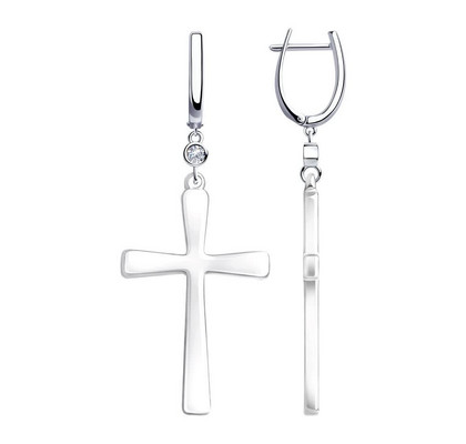 Cercei din argint cu inserții ceramice și zirconiu cubic