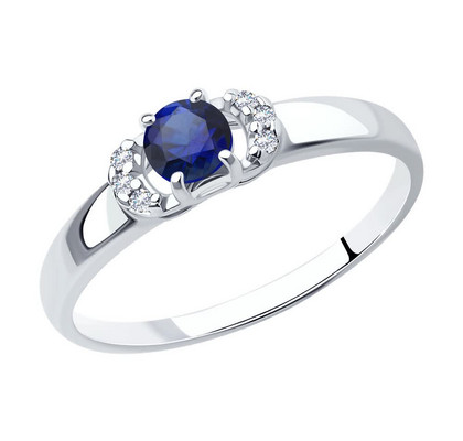 Inel din Argint cu Corindon Safir și Zirconiu Cubic