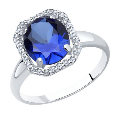 Inel din Argint cu Corindon Safir și Zirconiu Cubic