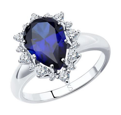 Inel din Argint cu Corindon Safir și Zirconiu Cubic