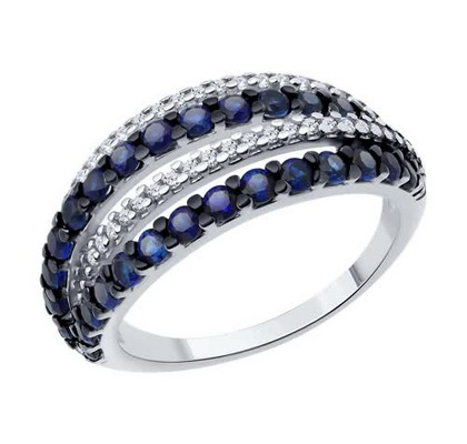 Inel din Argint cu Corindon și Zirconiu Cubic