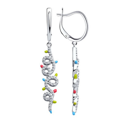 Cercei din argint cu zirconiu cubic și email