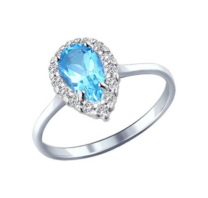 Inel din Argint cu Topaz și Zirconiu Cubic