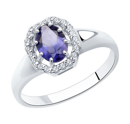 Inel din Argint cu Iolit și Zirconiu Cubic