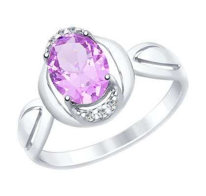 Inel din argint cu ametist și zirconiu cubic