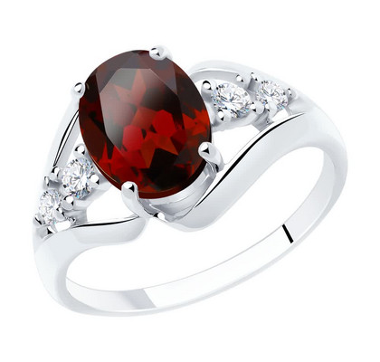 Inel din Argint cu Grenat și Zirconiu Cubic
