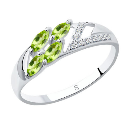 Inel din argint cu peridot și zirconiu cubic