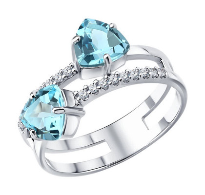 Inel din Argint cu Topaze și Zirconiu Cubic