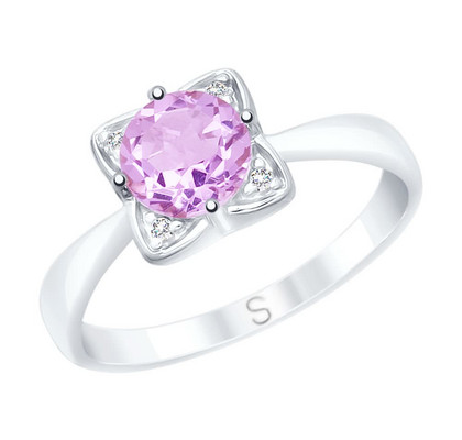 Inel din argint cu ametist și zirconiu cubic