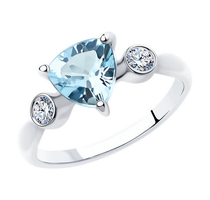 Inel din argint cu topaz și zirconiu cubic