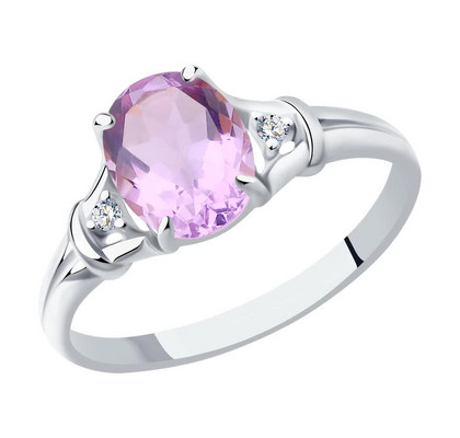 Inel din argint cu ametist și zirconiu cubic