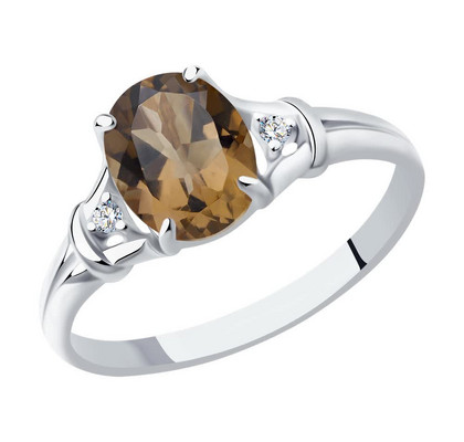 Inel din argint cu rauchtopaz și zirconiu cubic