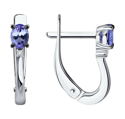 Cercei din aur alb cu diamante și tanzanite