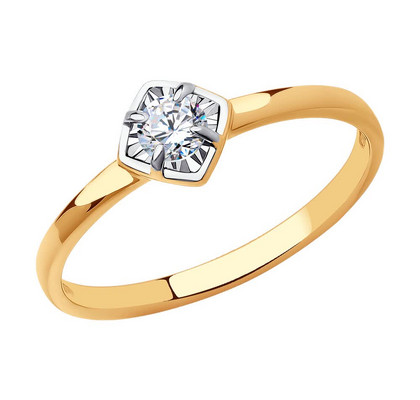 Inel din aur combinat cu fianit