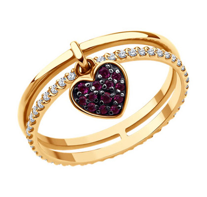 Inel din aur cu corunde și fianite