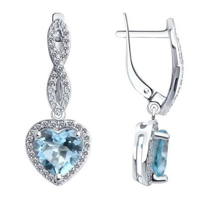 Cercei din aur alb cu topaz și zirconiu