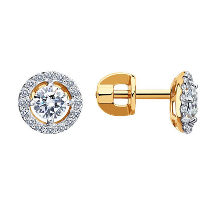 Cercei tip știft din aur cu fianite