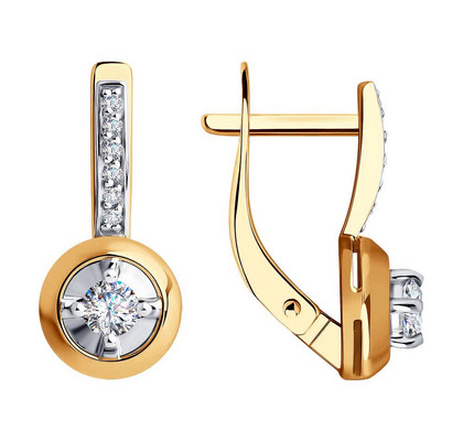 Cercei din aur combinat cu fianite