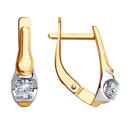 Серьги из золота с фианитами