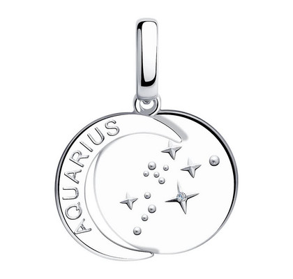 Подвеска знак зодиака из серебра с фианитом	