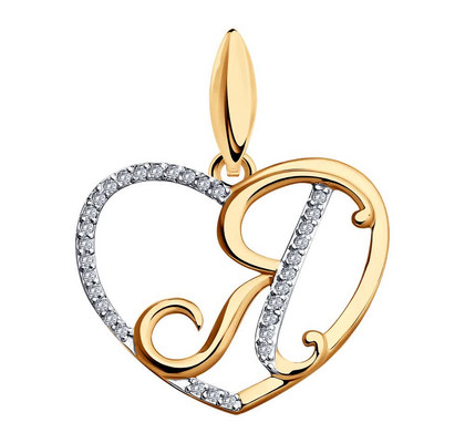 Pandantiv-literă din aur cu fianite