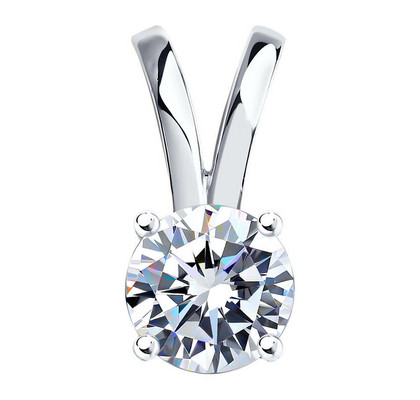 Pandantiv din aur alb cu fianit