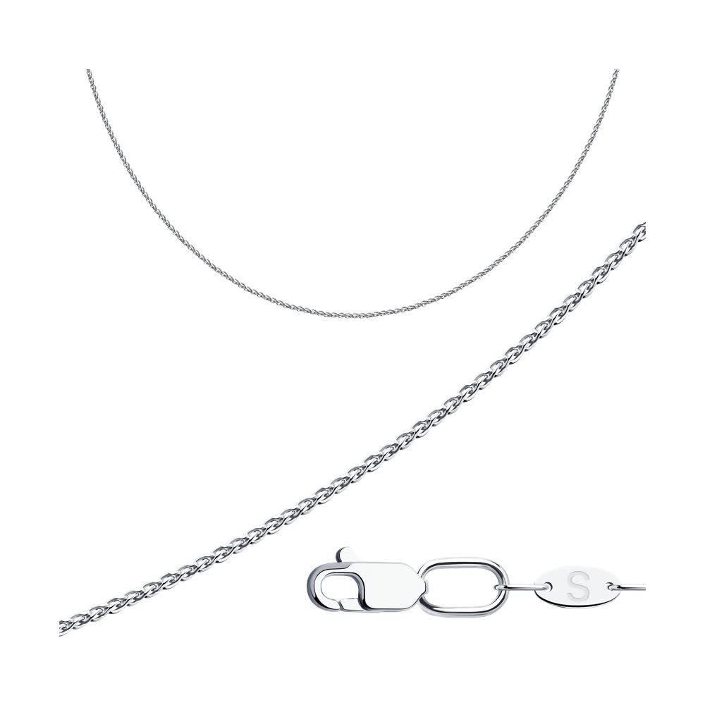 Цепь из белого золота, плетение Колос