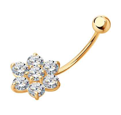 Piercing din aur cu floare din fianite