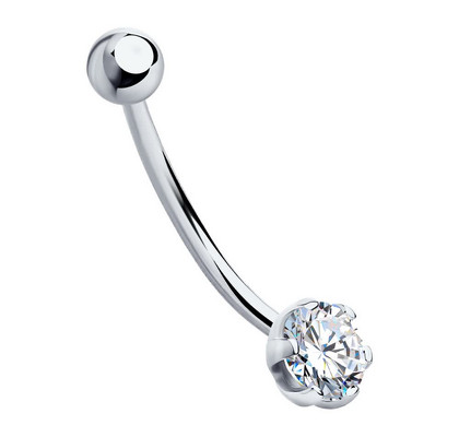 Piercing de buric din aur alb cu fianit