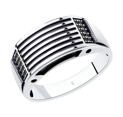 Inel din argint înnegrit cu zirconiu