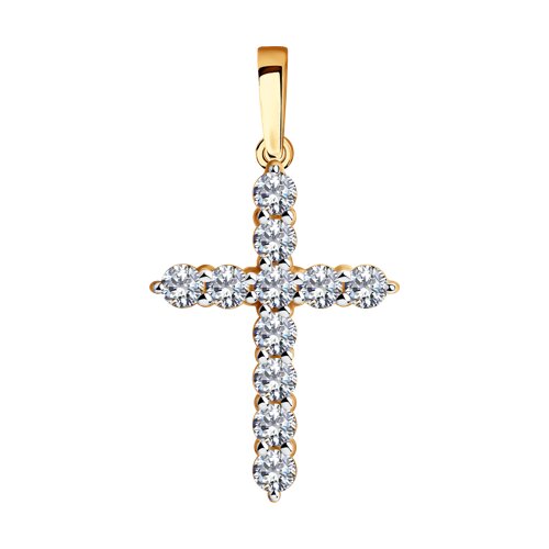 Pandantiv cruce din aur roșu cu zirconiu cubic