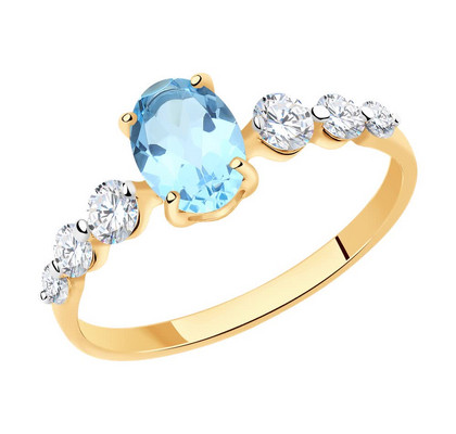 Inel din aur cu topaz și zirconiu cubic