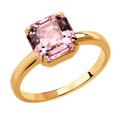 Inel din argint placat cu aur cu un cristal