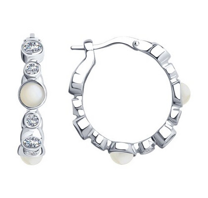 Cercei din argint cu pietre de lună și zirconiu cubic