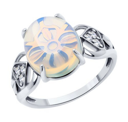Inel din argint cu opalit și zirconiu cubic