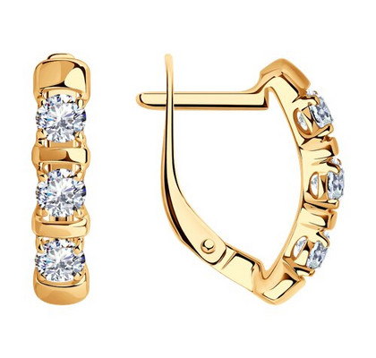 Cercei din argint placat cu aur cu zirconiu cubic