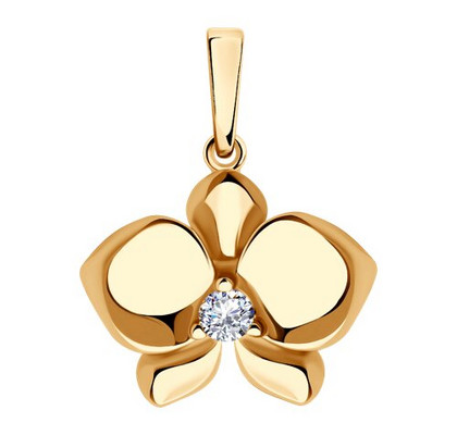 Pandantiv din argint placat cu aur cu un zirconiu cubic