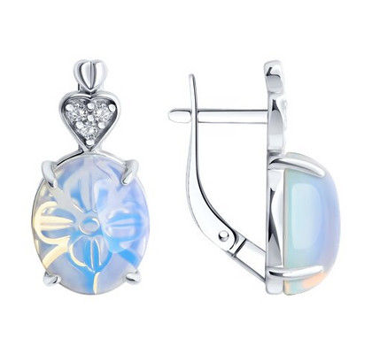 Cercei din argint cu opalit și zirconiu cubic