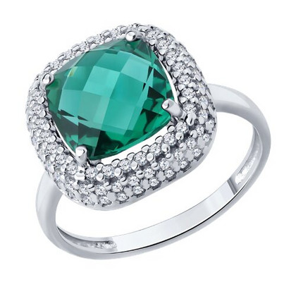 Inel din argint cu cuart și zirconiu cubic