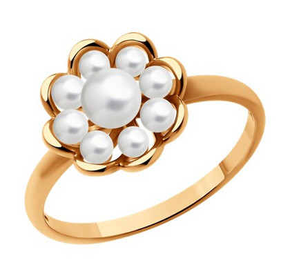 Inel din argint placat cu aur cu perle